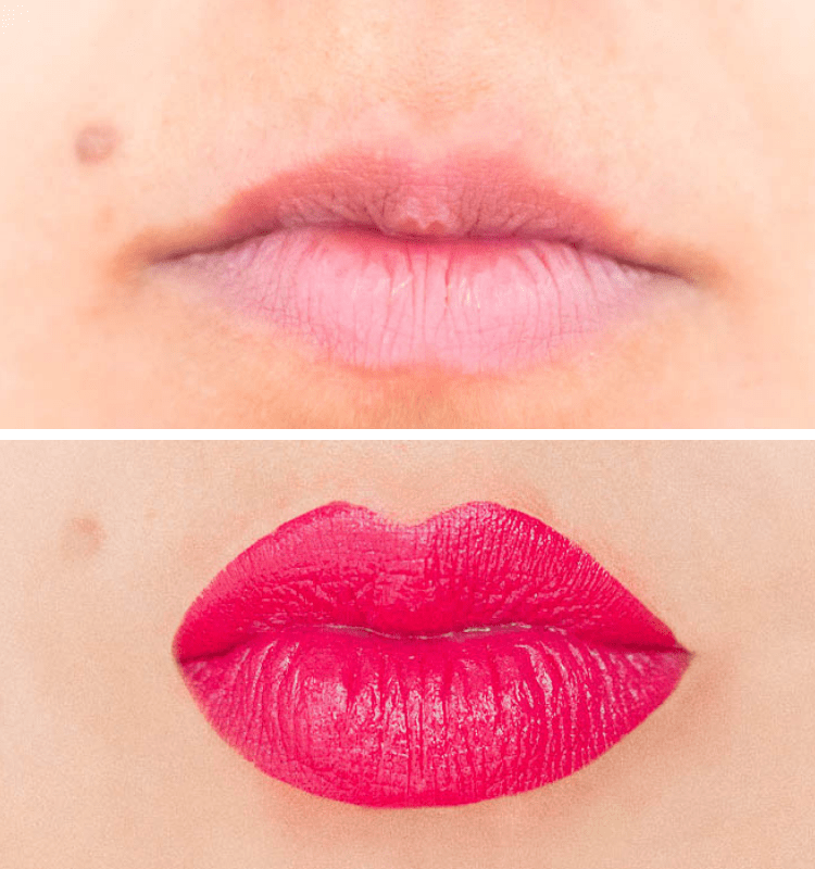 Essence Velvet Matte Lipstick-1-2.jpg Essence Velvet Matte Lipstick before-after