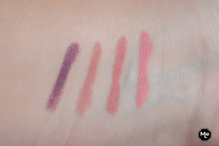 Essence This Is Me lipstick swatches, 01,03,05 en 08