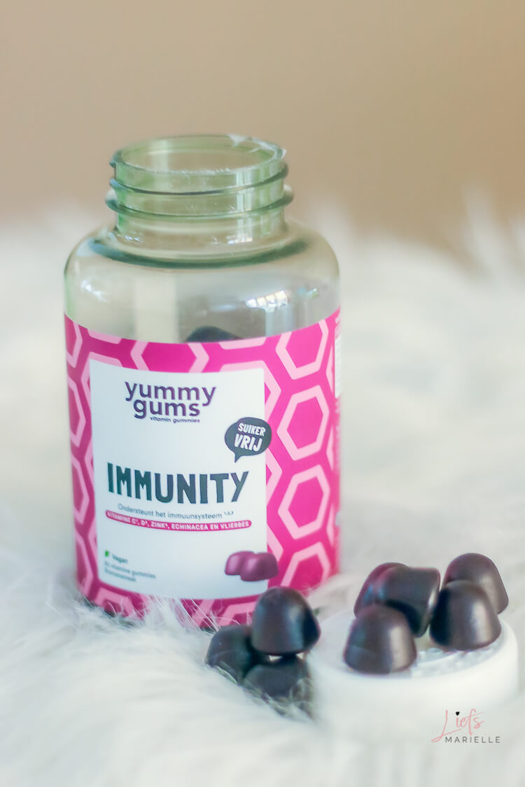Yummygums Immunity verpakking en gummies close-up