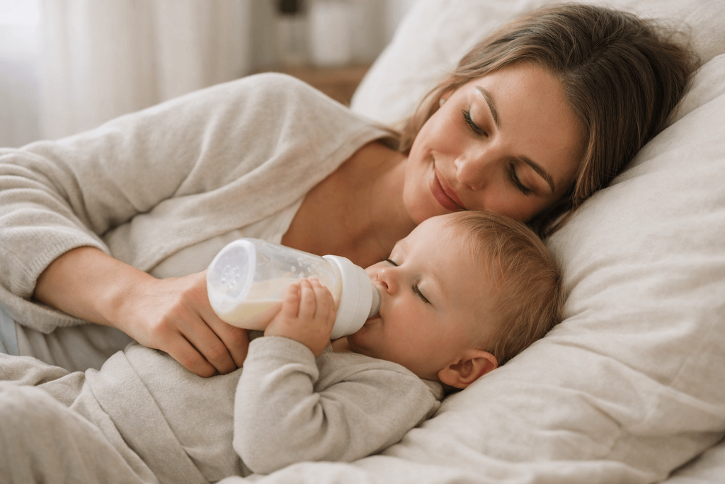Baby valt alleen in slaap met voeding